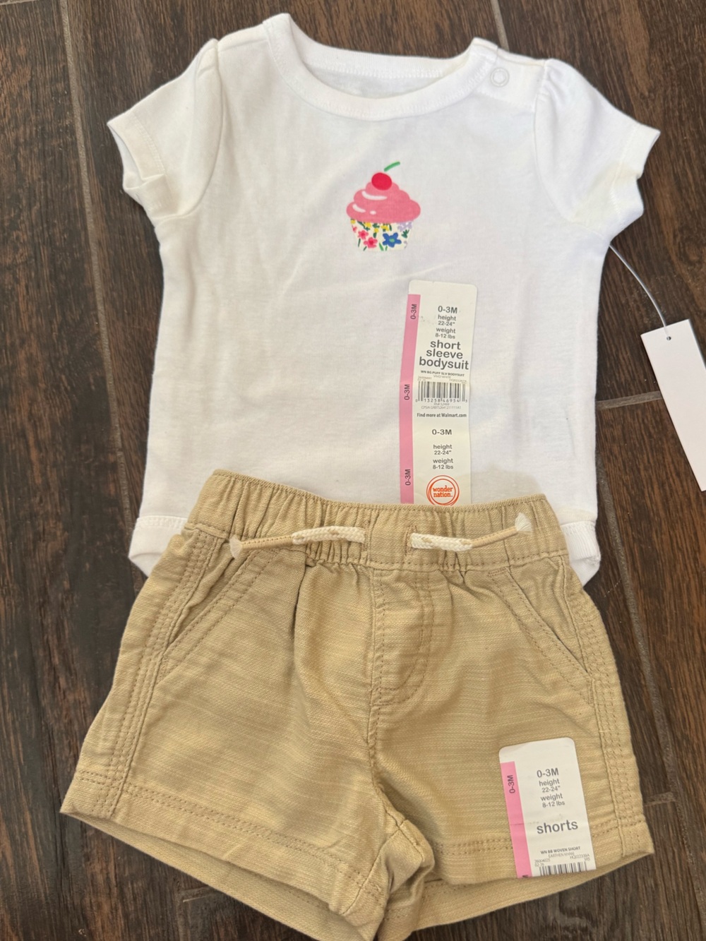 Wonder Nation Baby Girl 2-Piece Cupcake Outfit Set 0-3M NWT